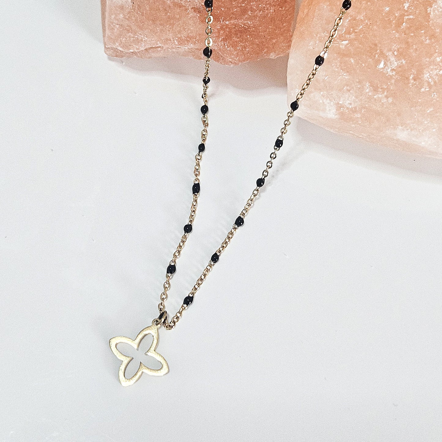Collier fleur chaine noire CALLISTO