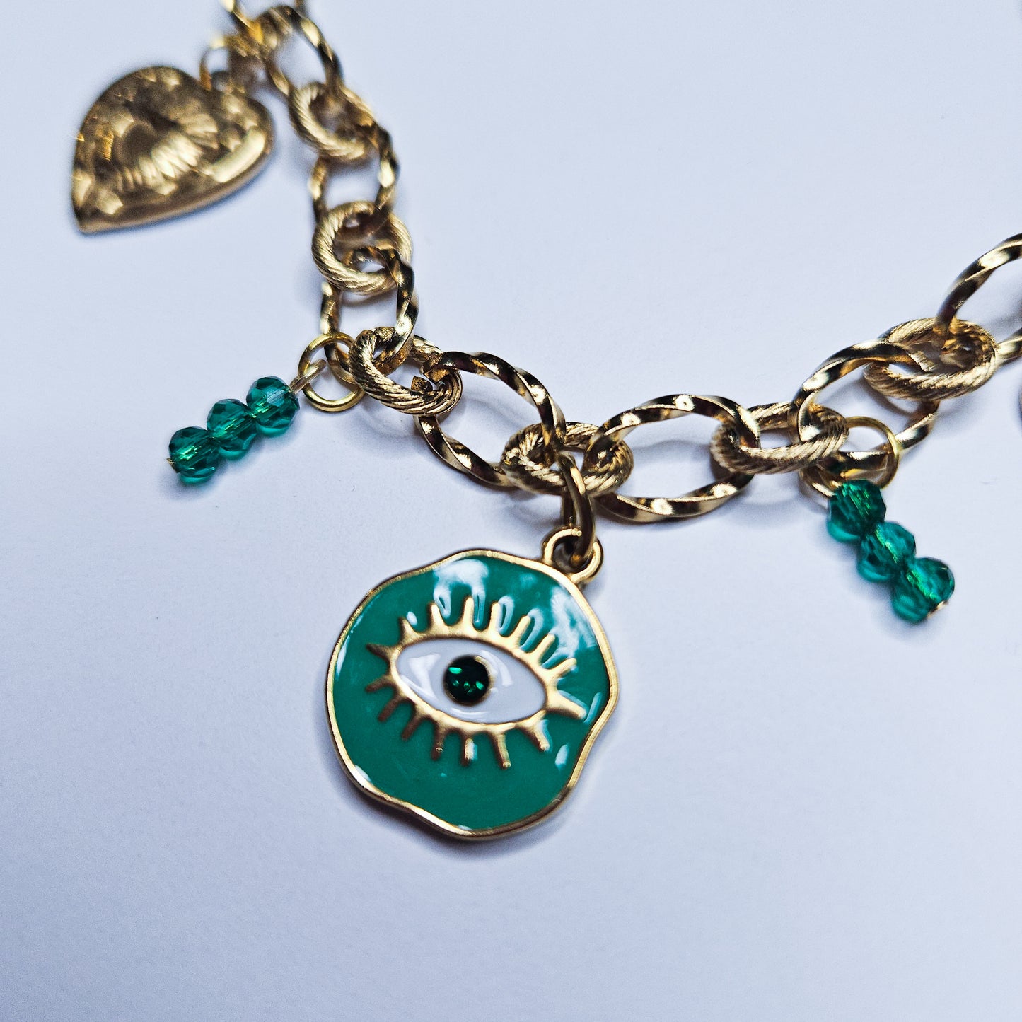 Collier breloques oeil de protection Yris vert