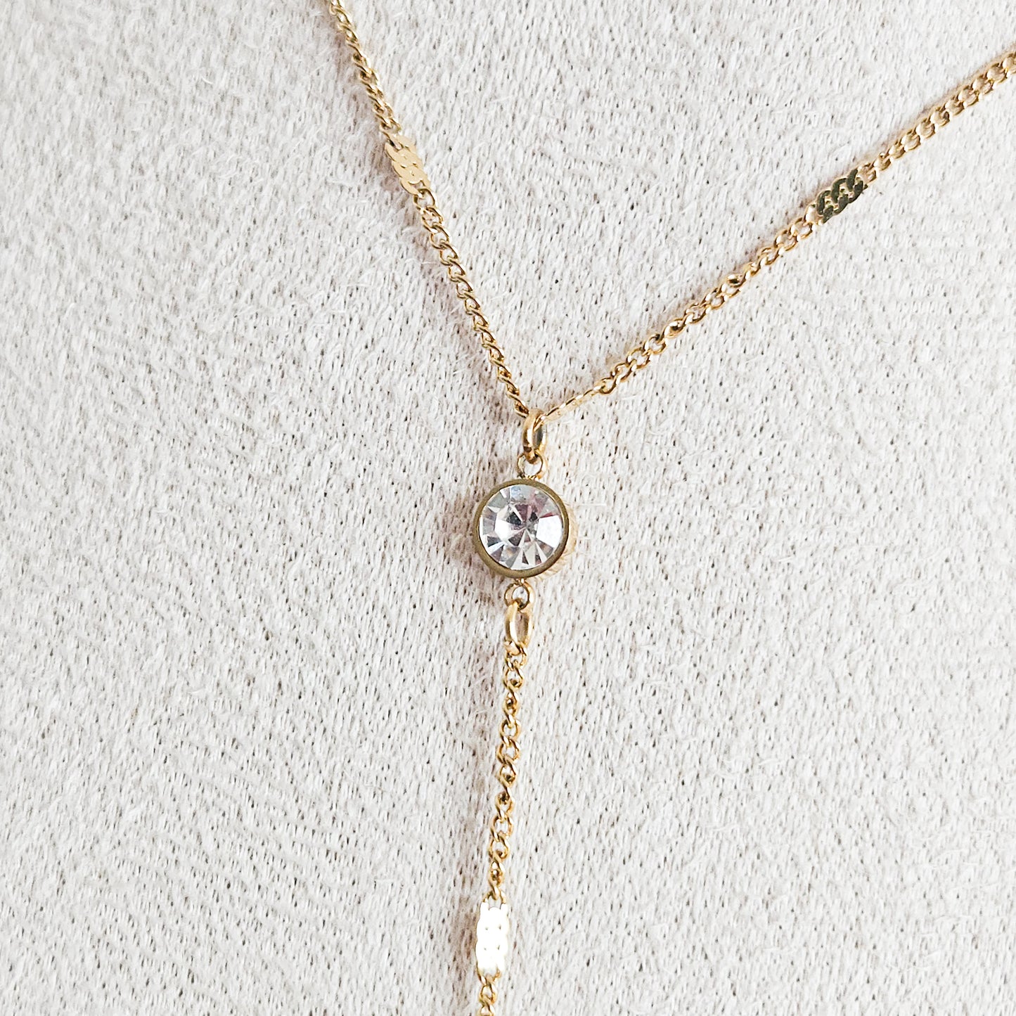 Collier doré Samantha double Y avec strass