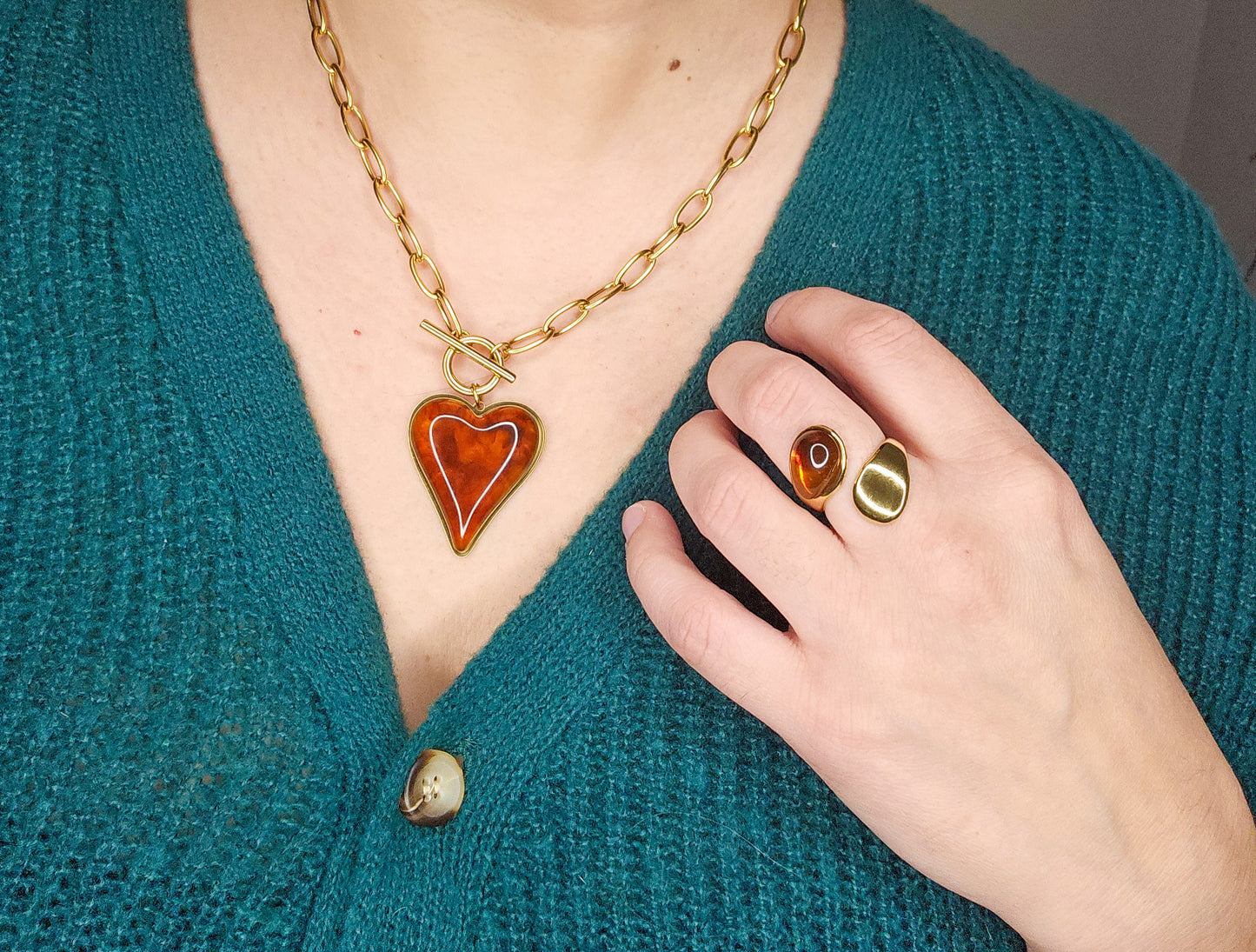 Collier coeur marron chaud Lovéa