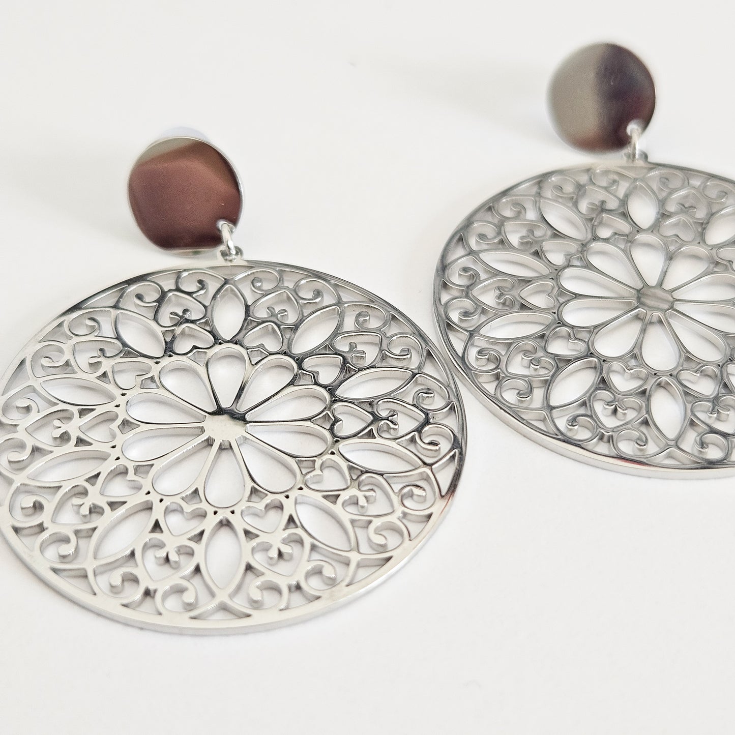 Boucles d’oreilles ROSACE argentées