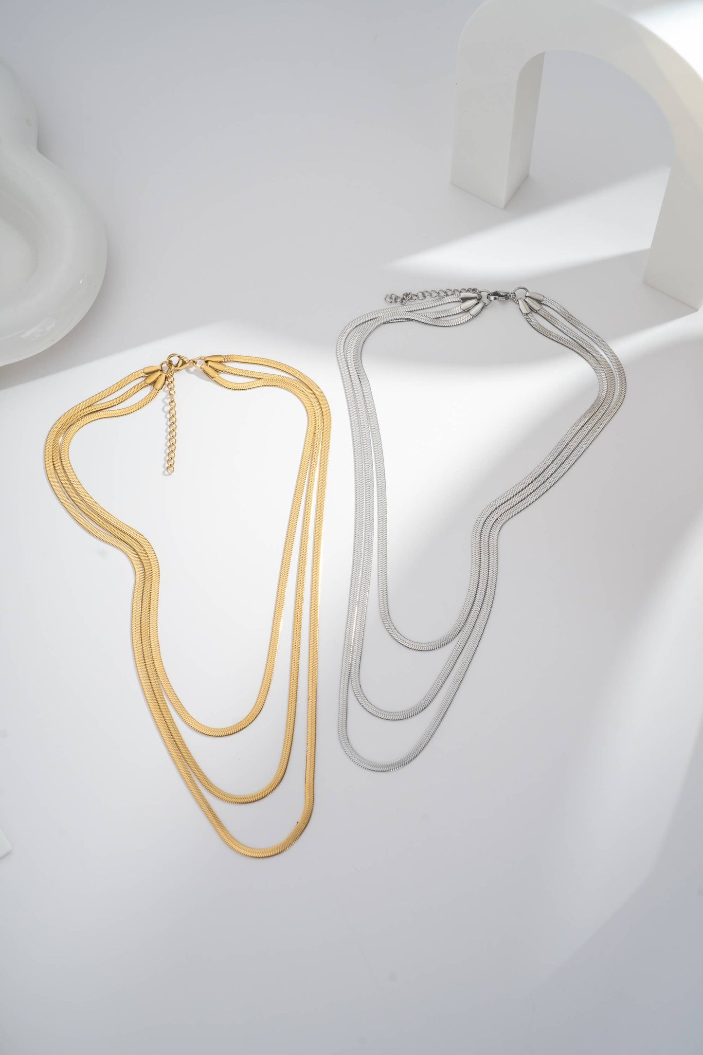 Elegance Trio Necklace – Multi-Strand Stainless Steel: Silver