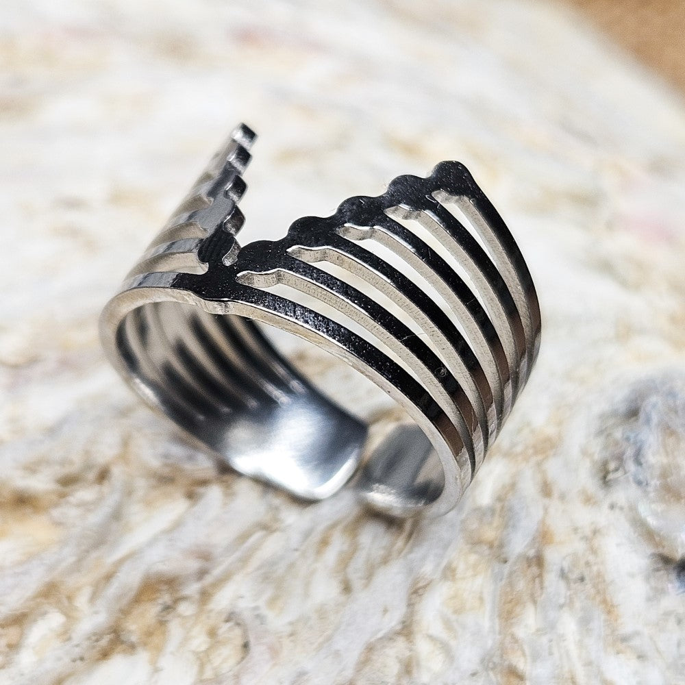 Bague VEGA multi ligne argent