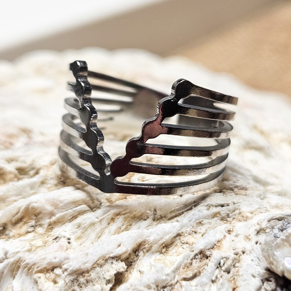 Bague VEGA multi ligne argent
