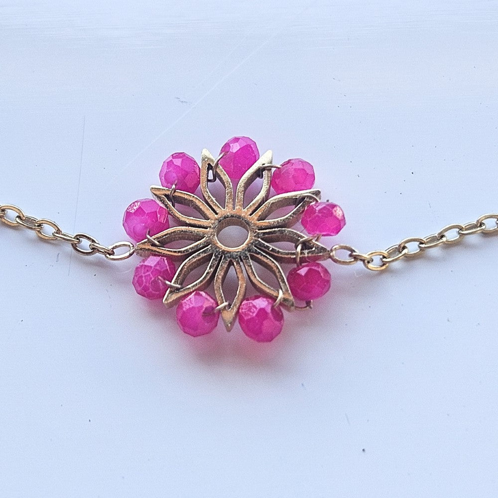 Bracelet fleurs d'automne rose fushia