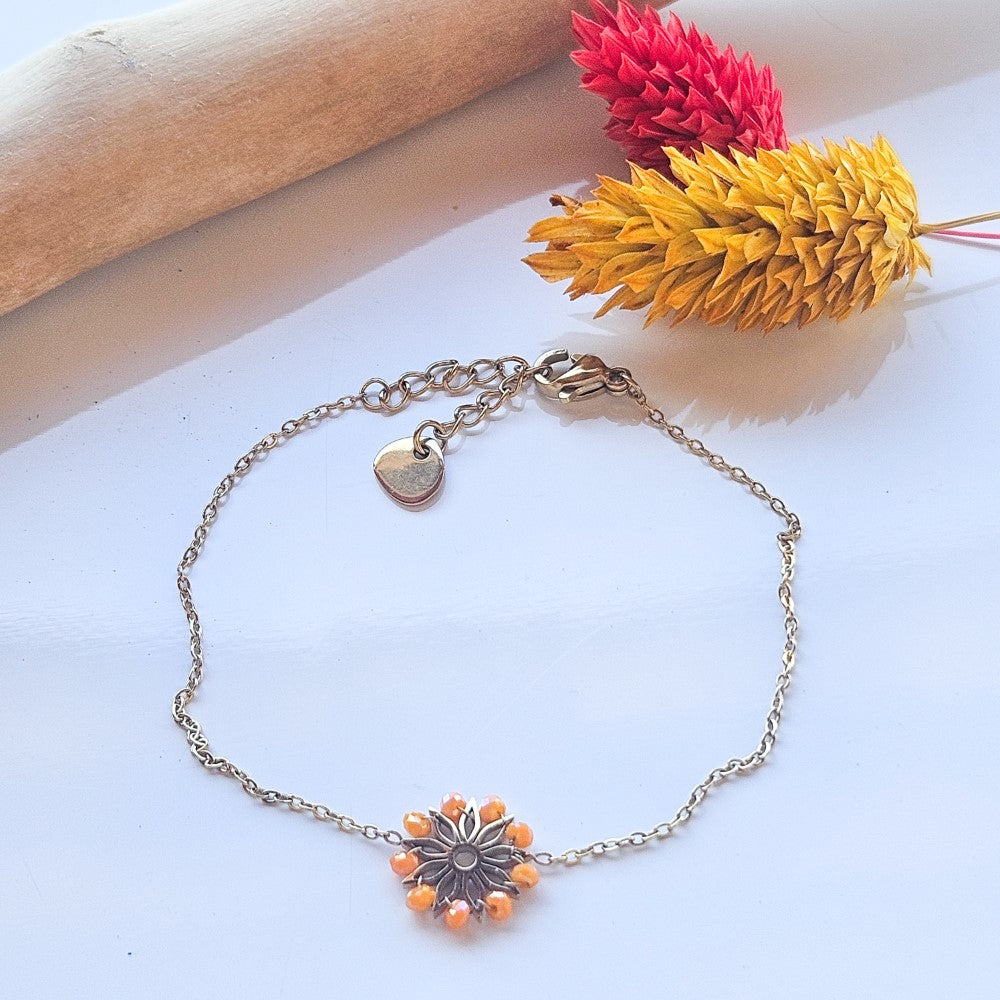 Bracelet fleurs d'automne orange