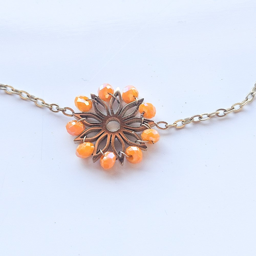 Bracelet fleurs d'automne orange