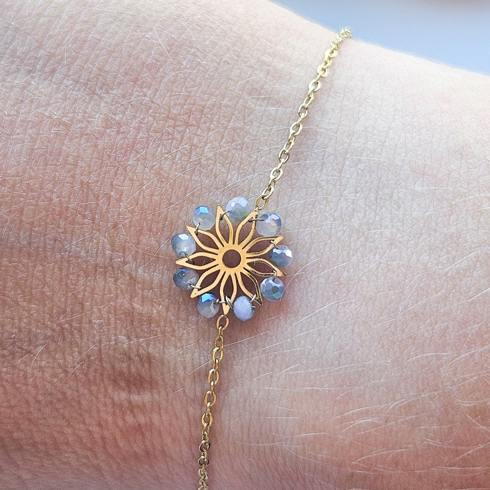 Bracelet fleurs d'automne rose fushia