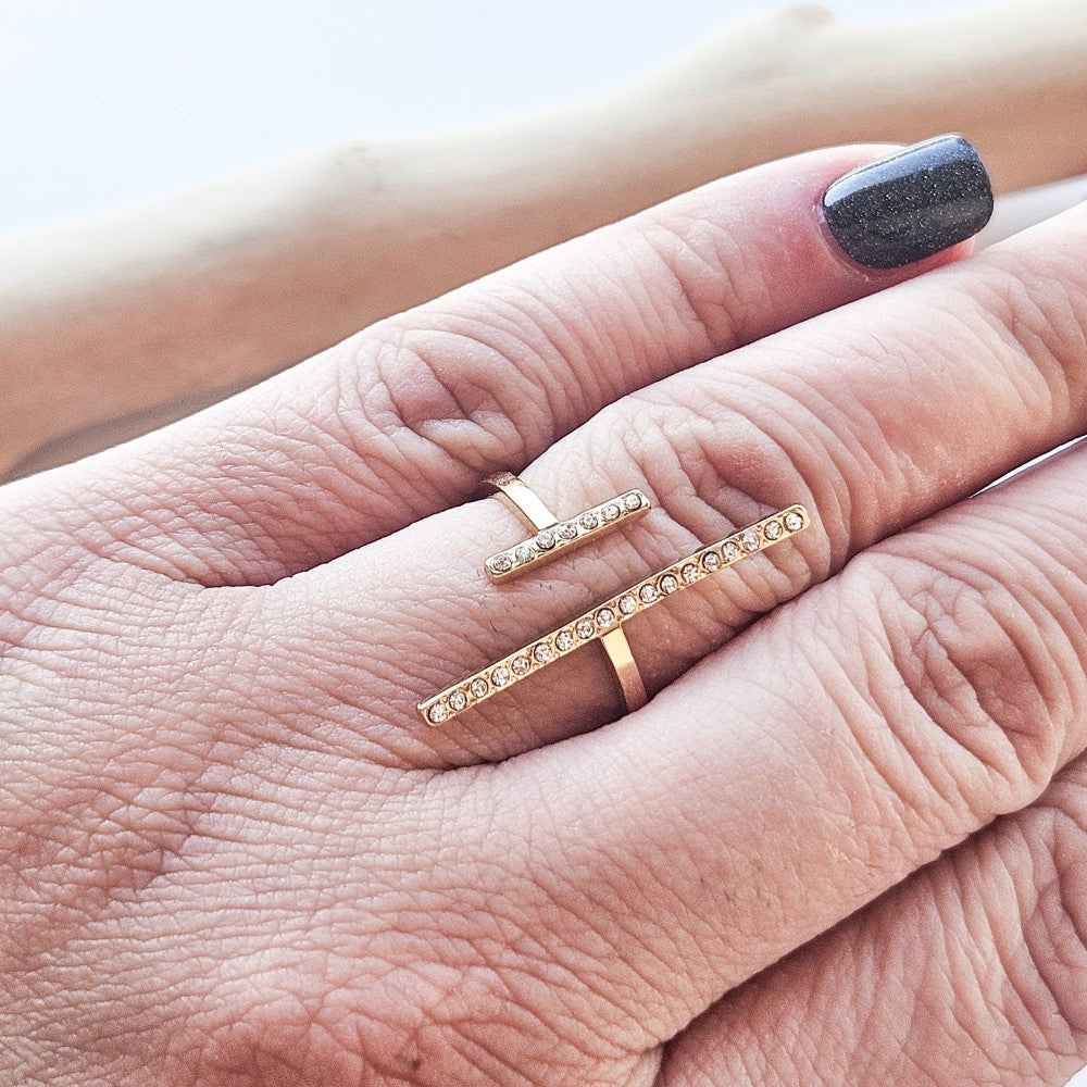 Bague Brooks strass dorée