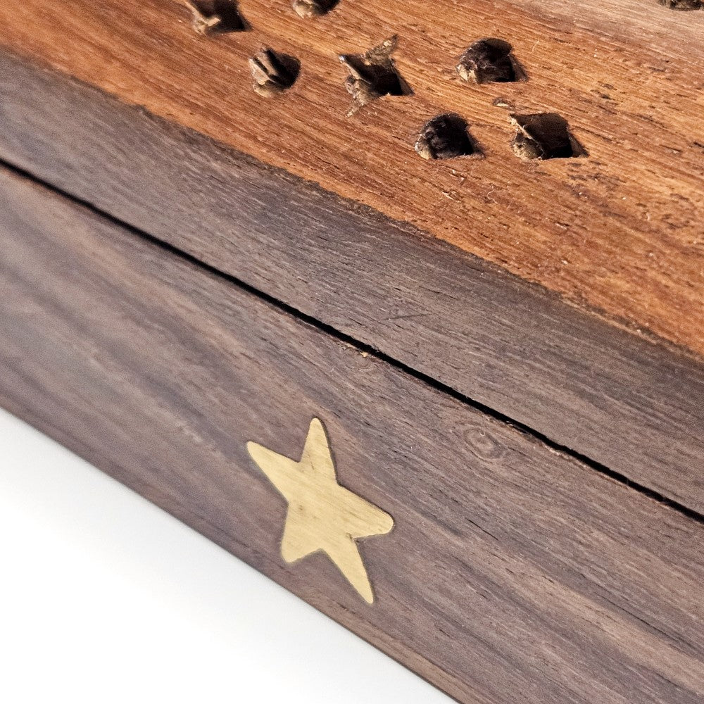 Porte-encens coffret en bois étoile