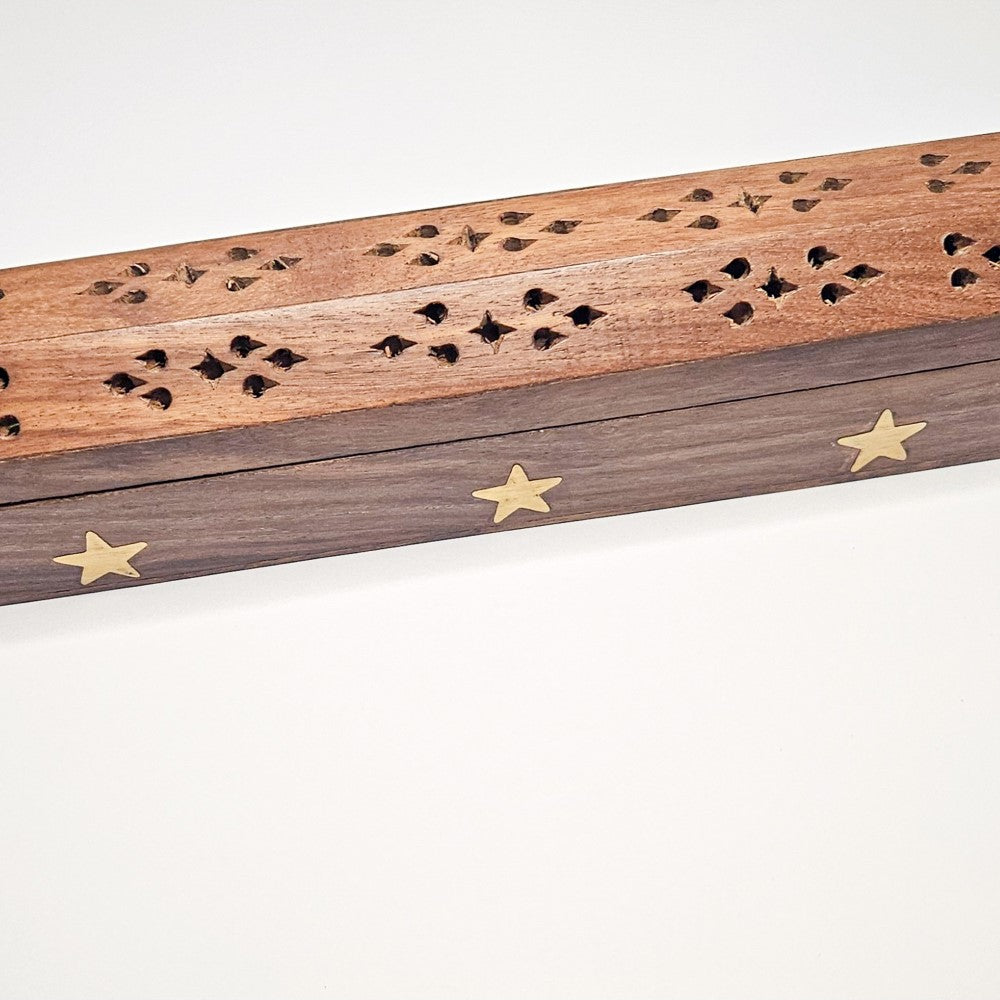 Porte-encens coffret en bois étoile