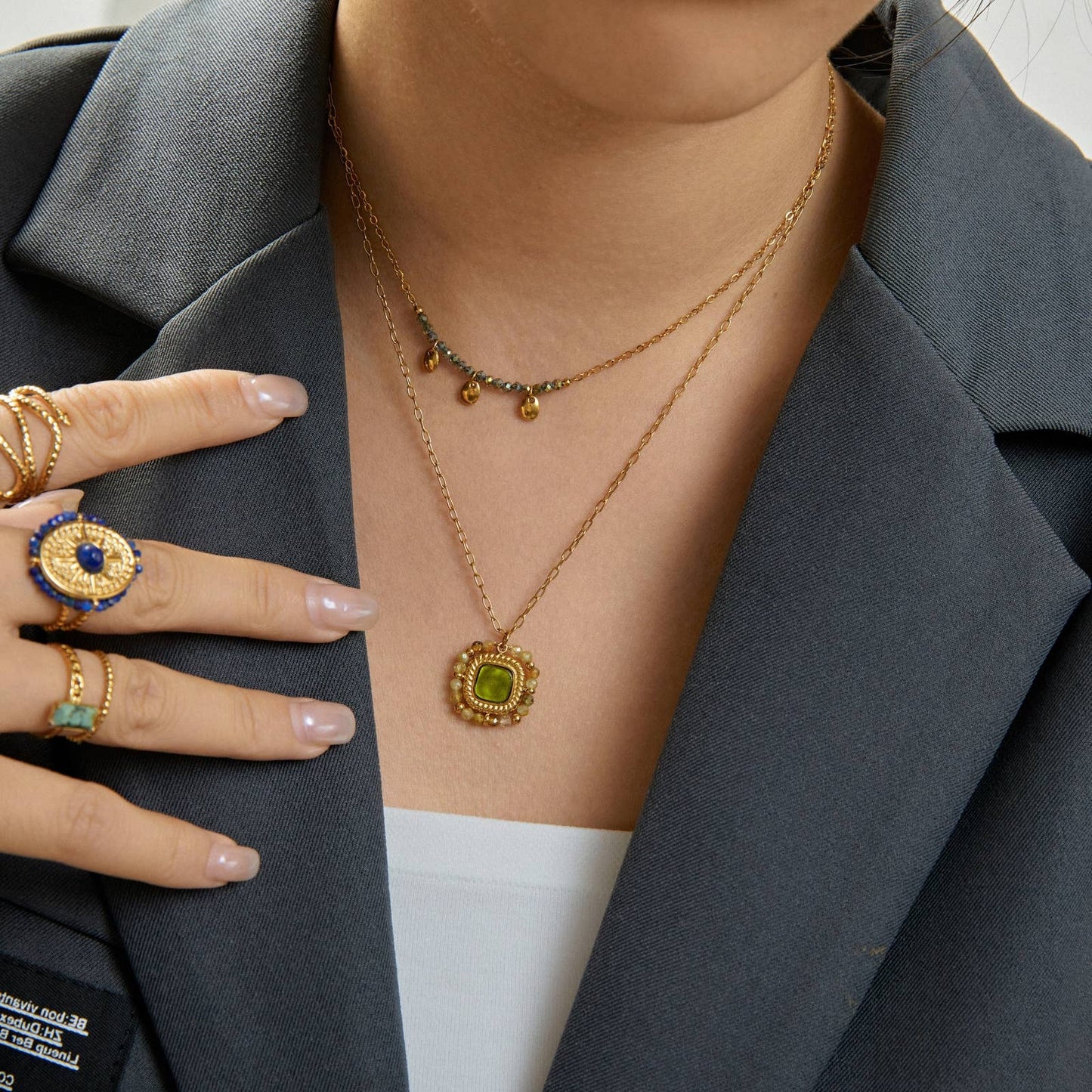 Collier multi rangs Britney Vert