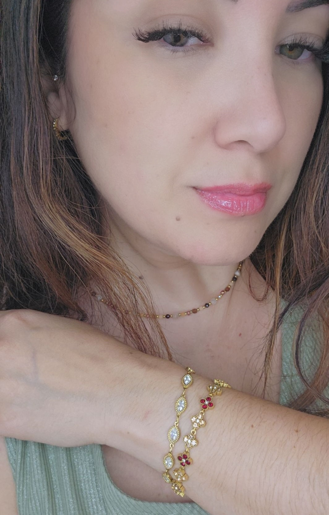 Bracelet trèfle champagne Ana