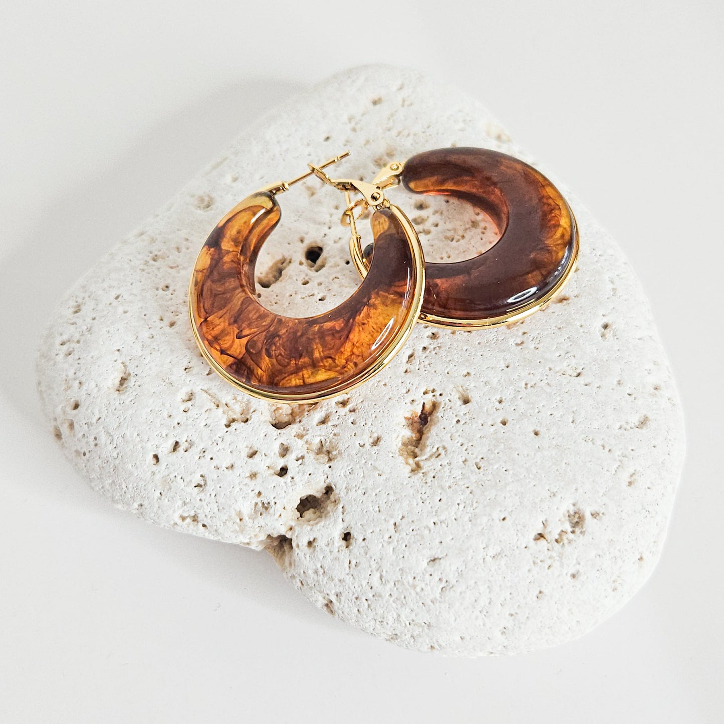 Créoles Louisa marron marbrées