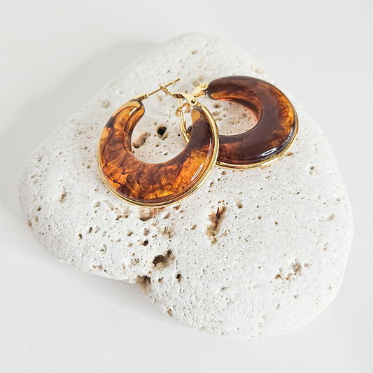 Créoles Louisa marron marbrées