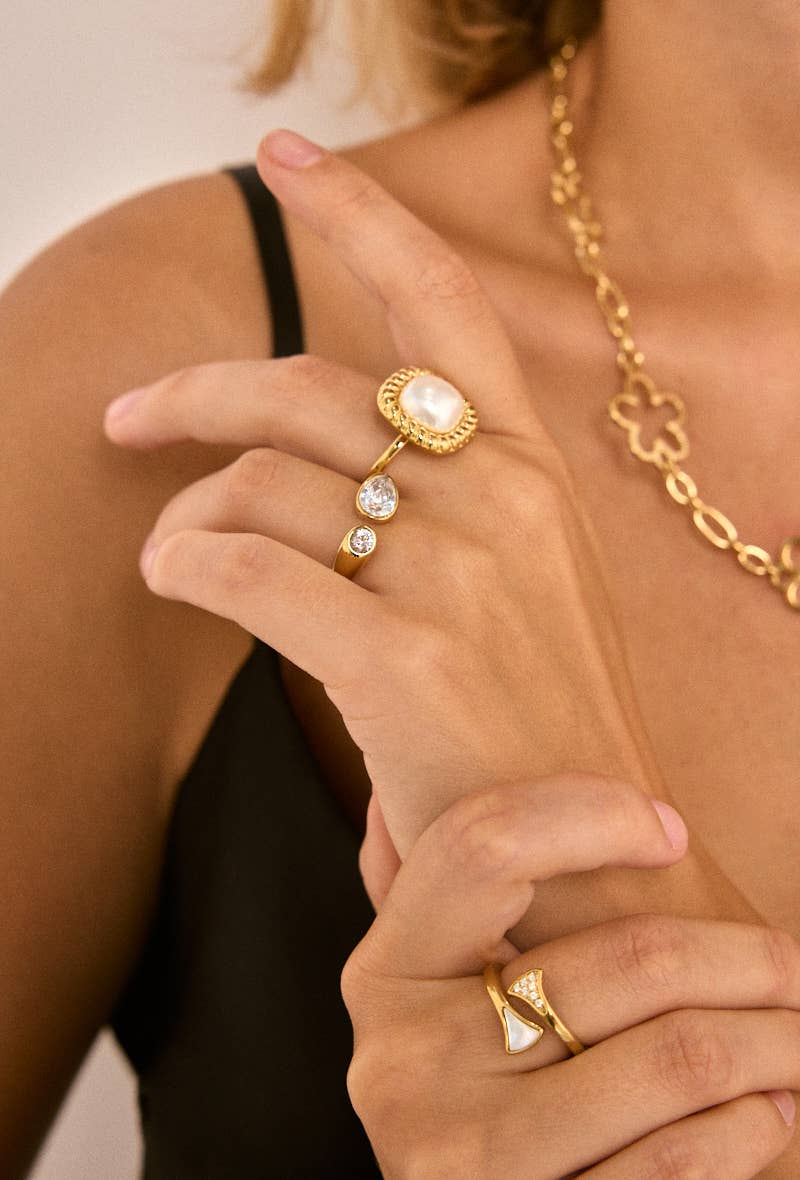 Stainless steel ring 424AQ254: Gold / 100% Stainless steel