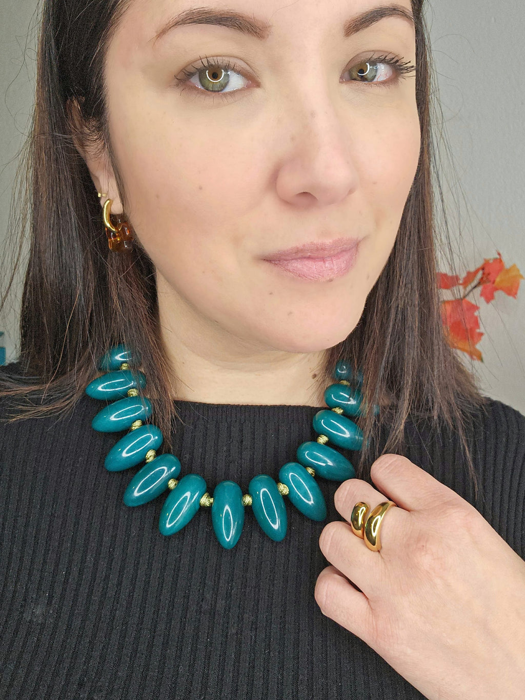 Collier Edwige en résine vert