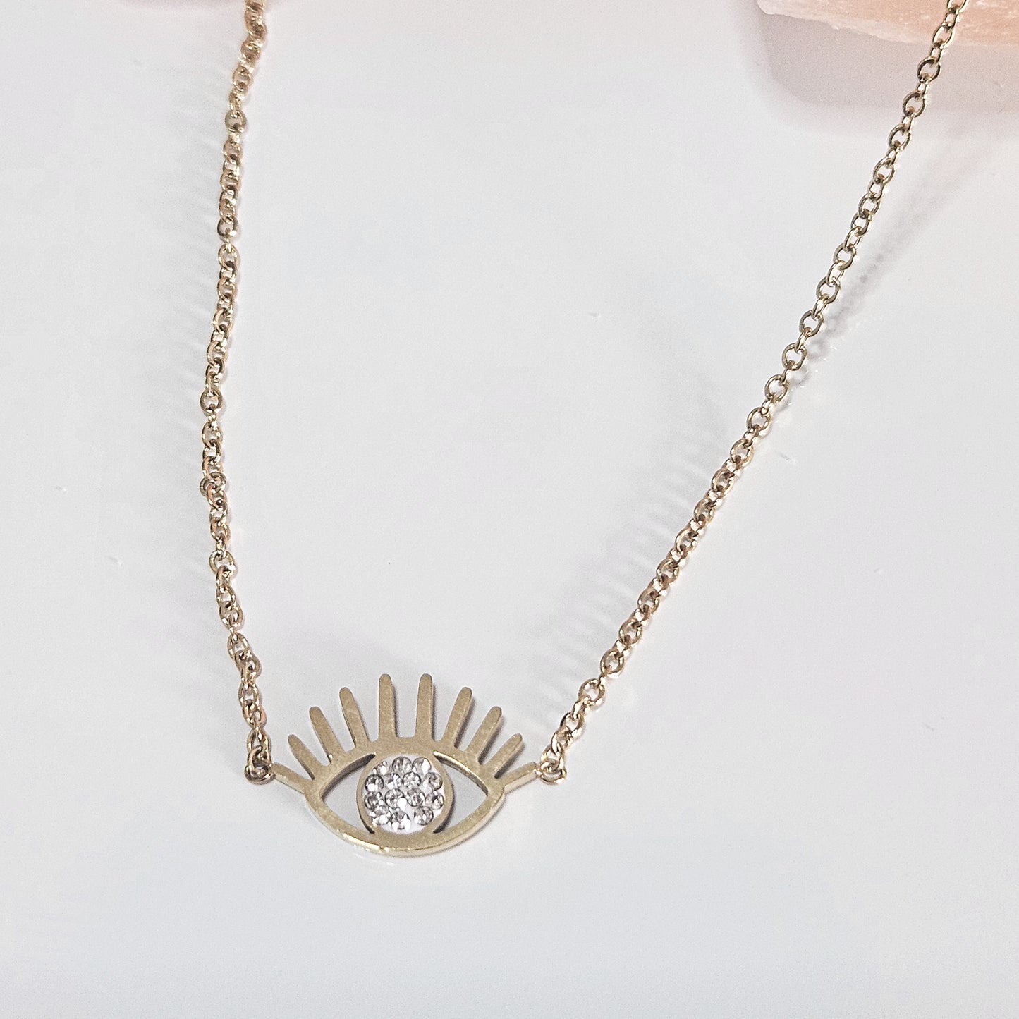 Collier oeil COSMOS dorée et strass