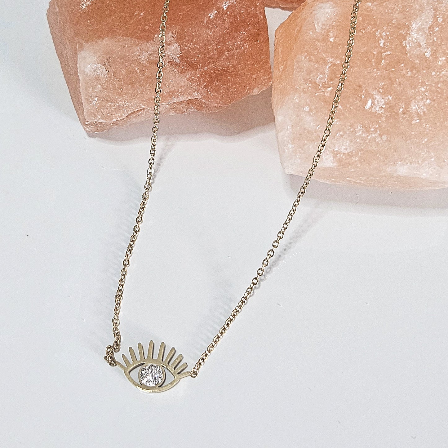 Collier oeil COSMOS dorée et strass