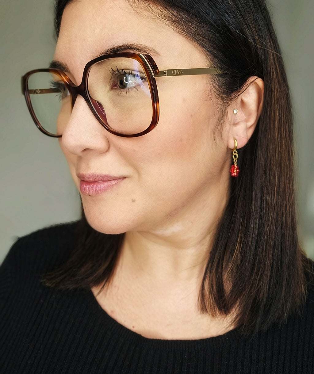 Boucles d'oreilles fleurs Véa rouge