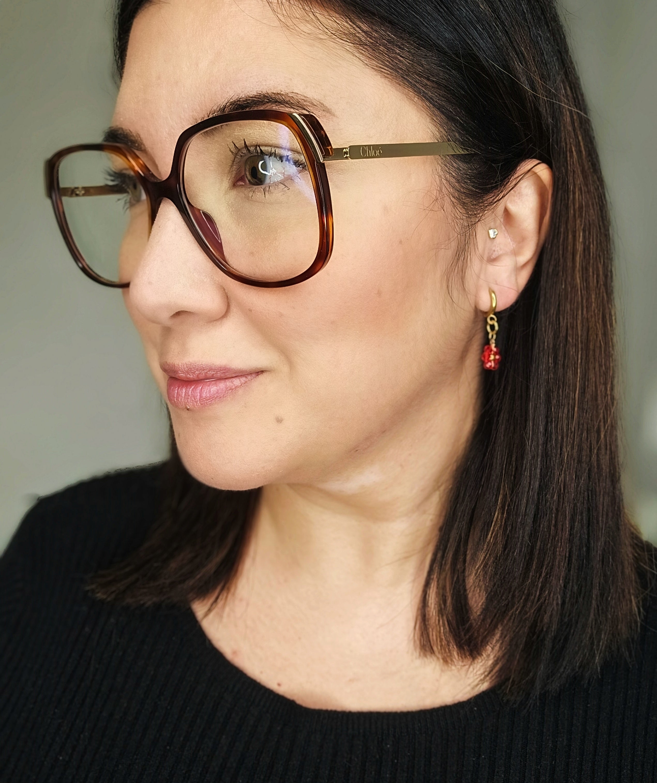 Boucles d'oreilles fleurs Véa rouge
