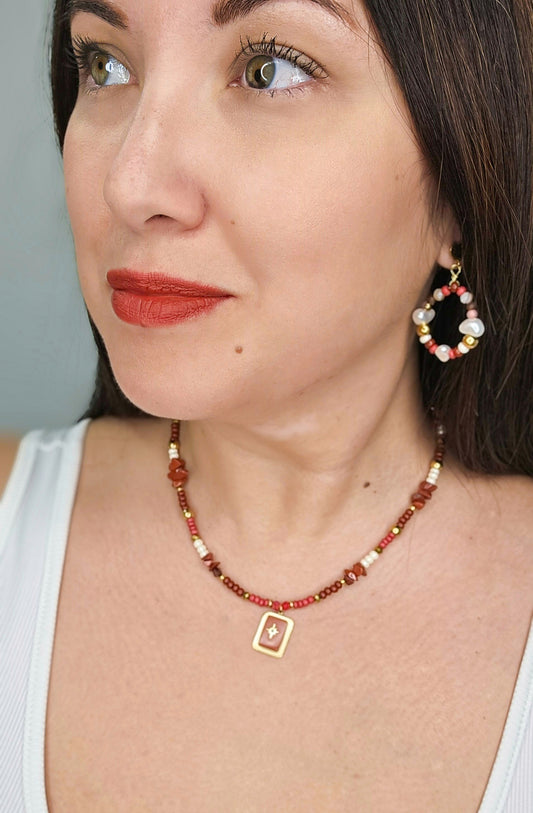 Collier Sylara en Jaspe rouge - Stabilité, ancrage et confiance