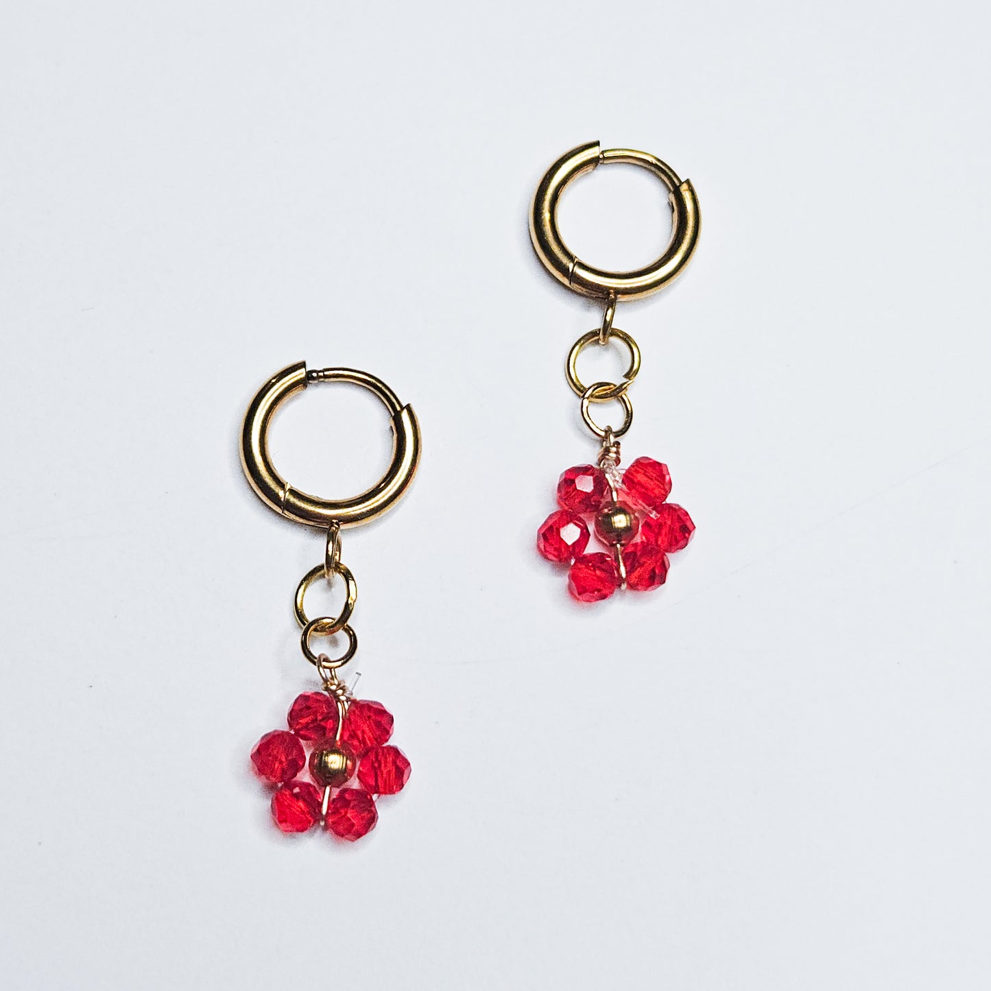 Boucles d'oreilles fleurs Véa rouge