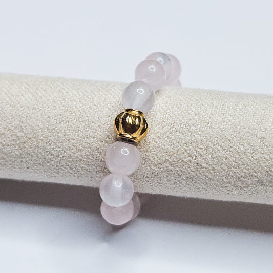 Bague pierre minérale Luméa Quartz rose or