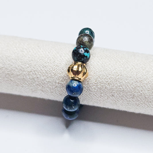 Bague pierre minérale Luméa Chrysocolle or