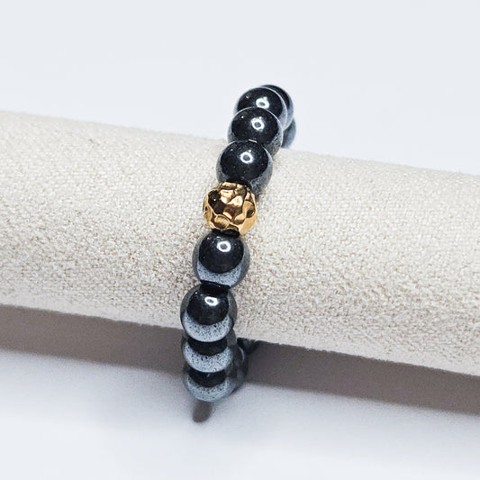 Bague pierre minérale Luméa Hématite or