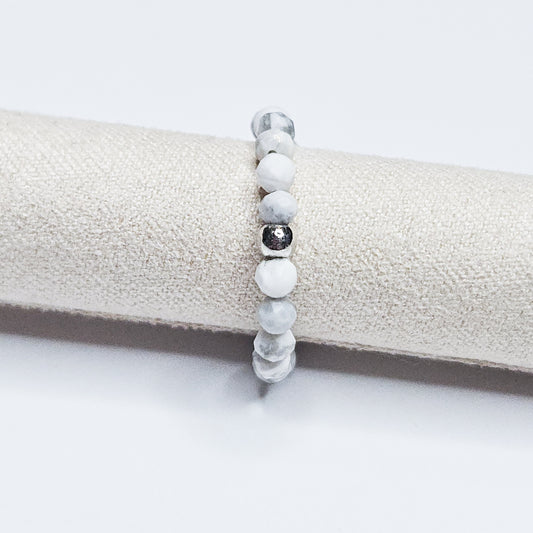 Bague pierre minérale Néora Howlite argent