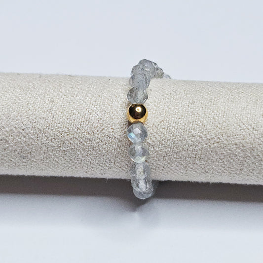 Bague pierre minérale Néora Labradorite or