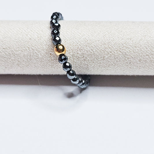 Bague pierre minérale Néora Hématite or