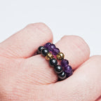 Bague pierre minérale Luméa Hématite or