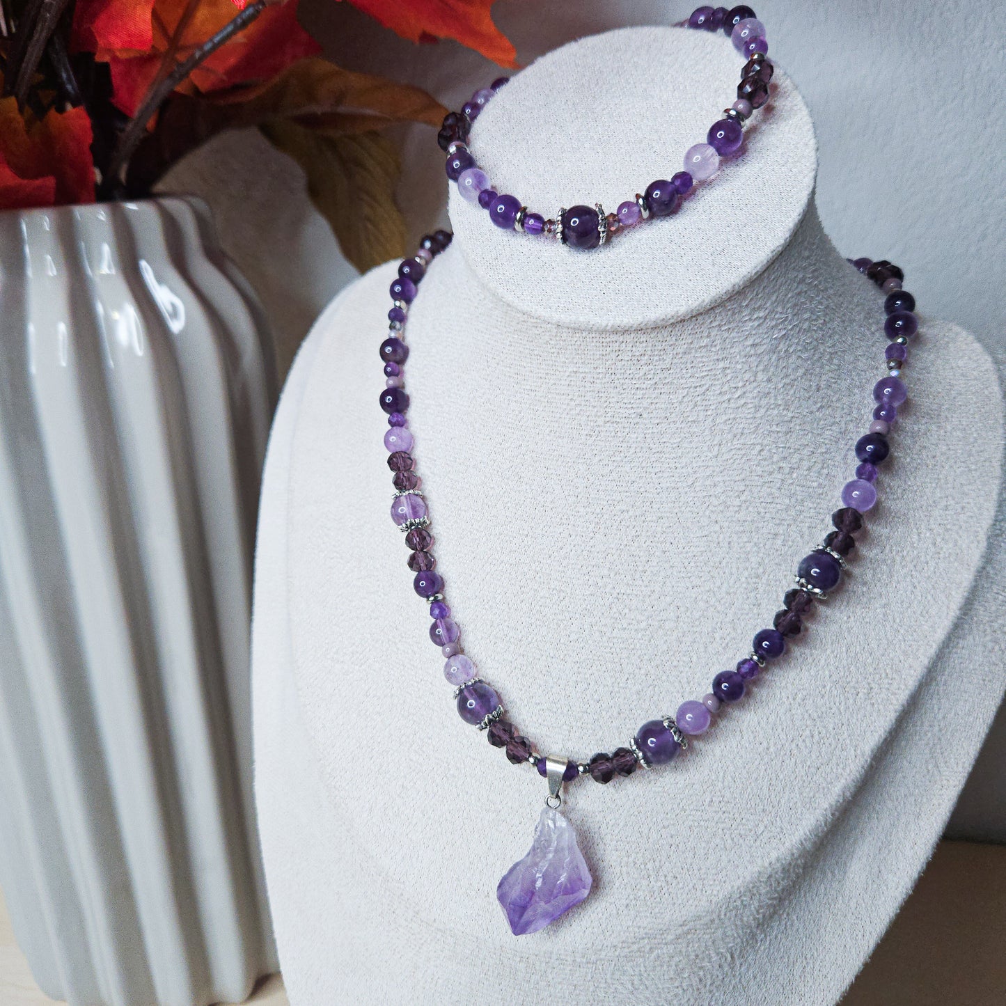 Parure collier + bracelet Violéa en Améthyste
