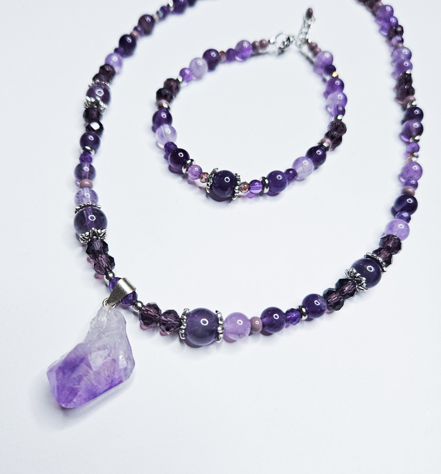 Parure collier + bracelet Violéa en Améthyste