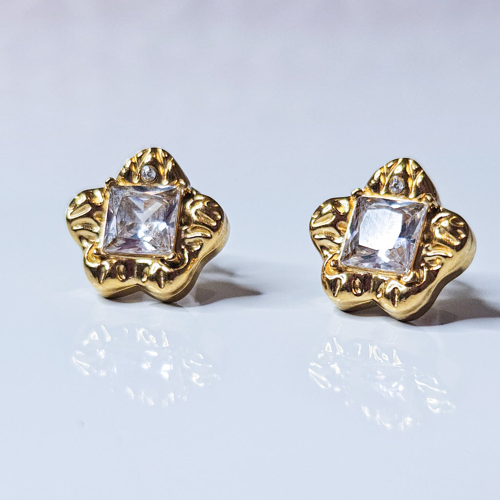Boucles d'oreilles strass dorées Astria
