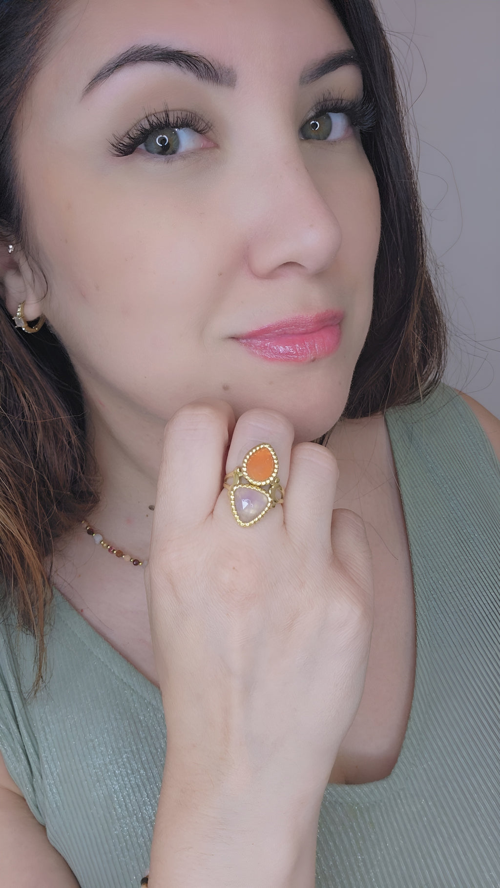 Bague pierres naturelle triangle Stella