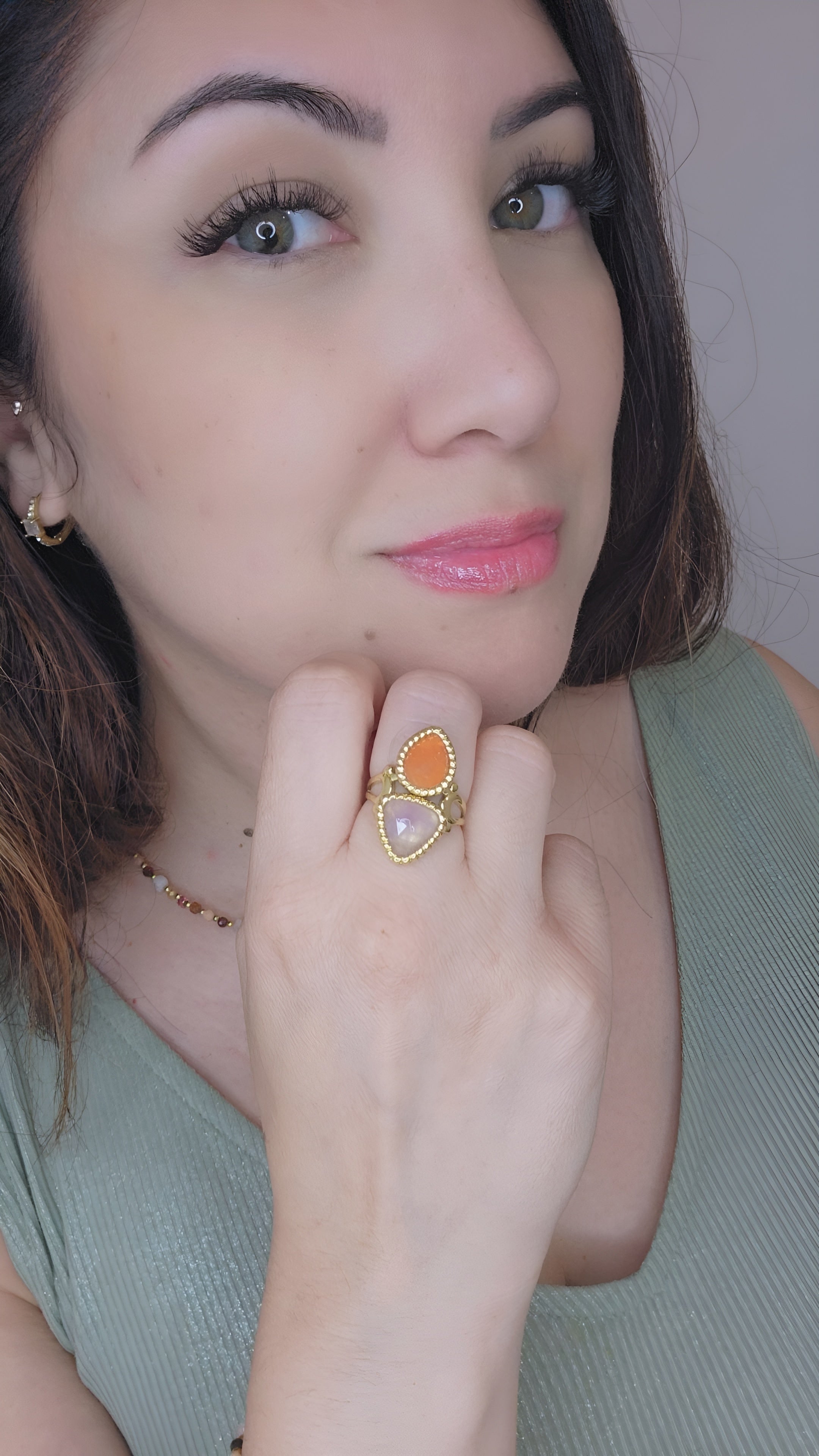Bague pierres naturelle triangle Stella