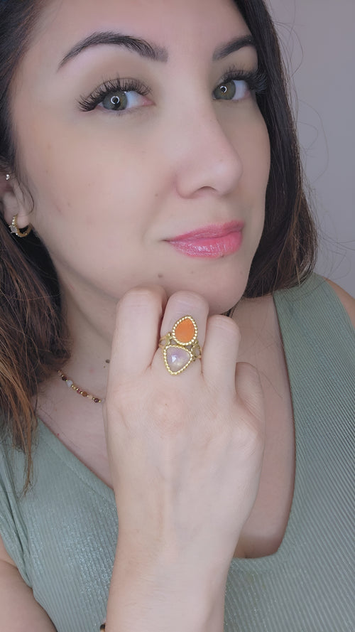 Bague pierres naturelle triangle Stella