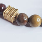 Bracelet homme Œil de tigre – Bois fossile – Agate fossile : protection, stabilité, équilibre
