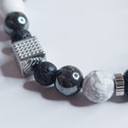 Bracelet homme hématite - howlite - pierre de lave : ancrage, calme, stabilité