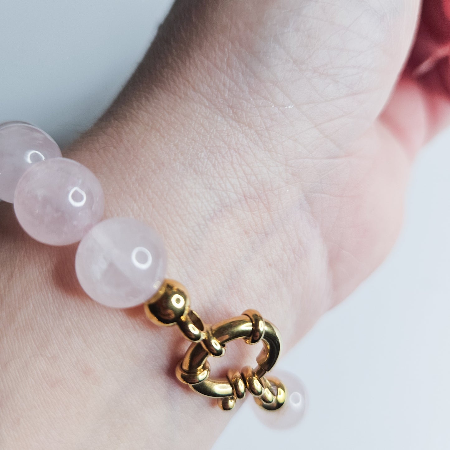 Bracelet Quartz rose doré - amour, douceur, apaisement