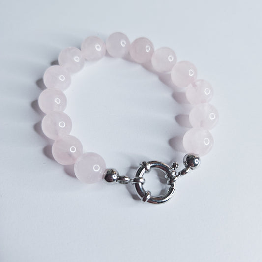 Bracelet Quartz rose argenté - amour, douceur, apaisement