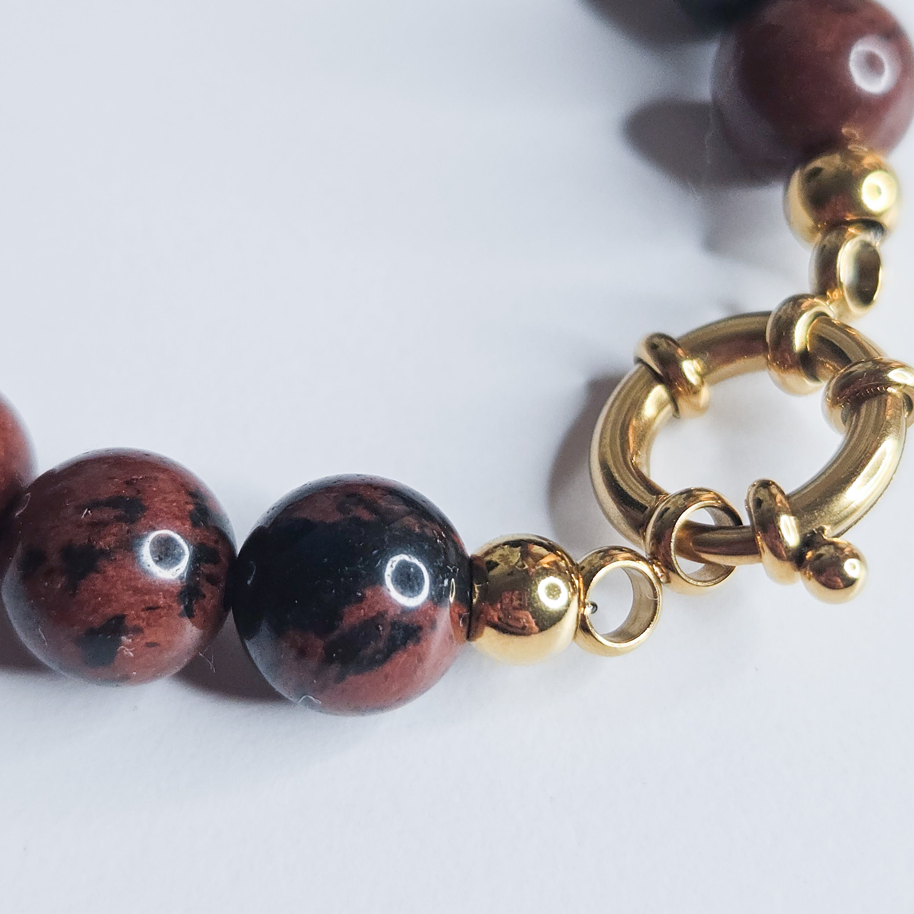 Bracelet Obsidienne Mahogany doré - ancrage, stabilité, protection