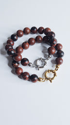 Bracelet Obsidienne Mahogany doré - ancrage, stabilité, protection