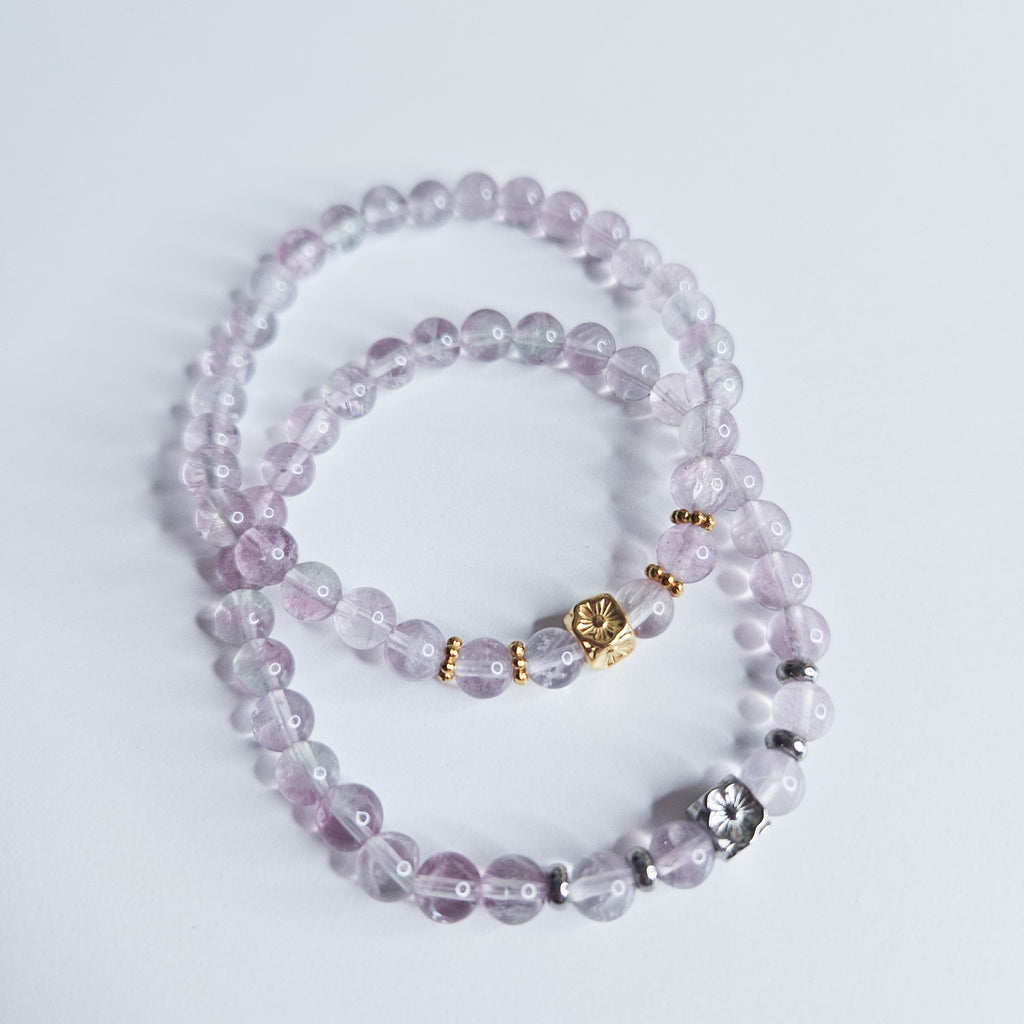 Bracelet argenté Fluorite violette  - clarté mentale, concentration, apaisement