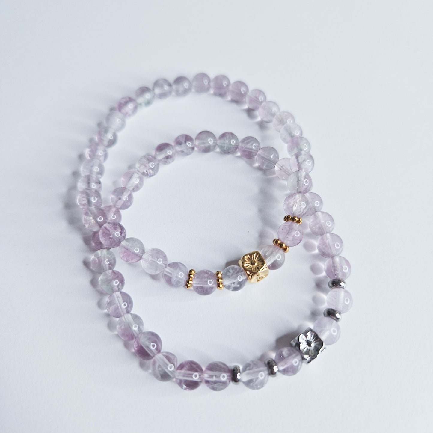 Bracelet argenté Fluorite violette  - clarté mentale, concentration, apaisement