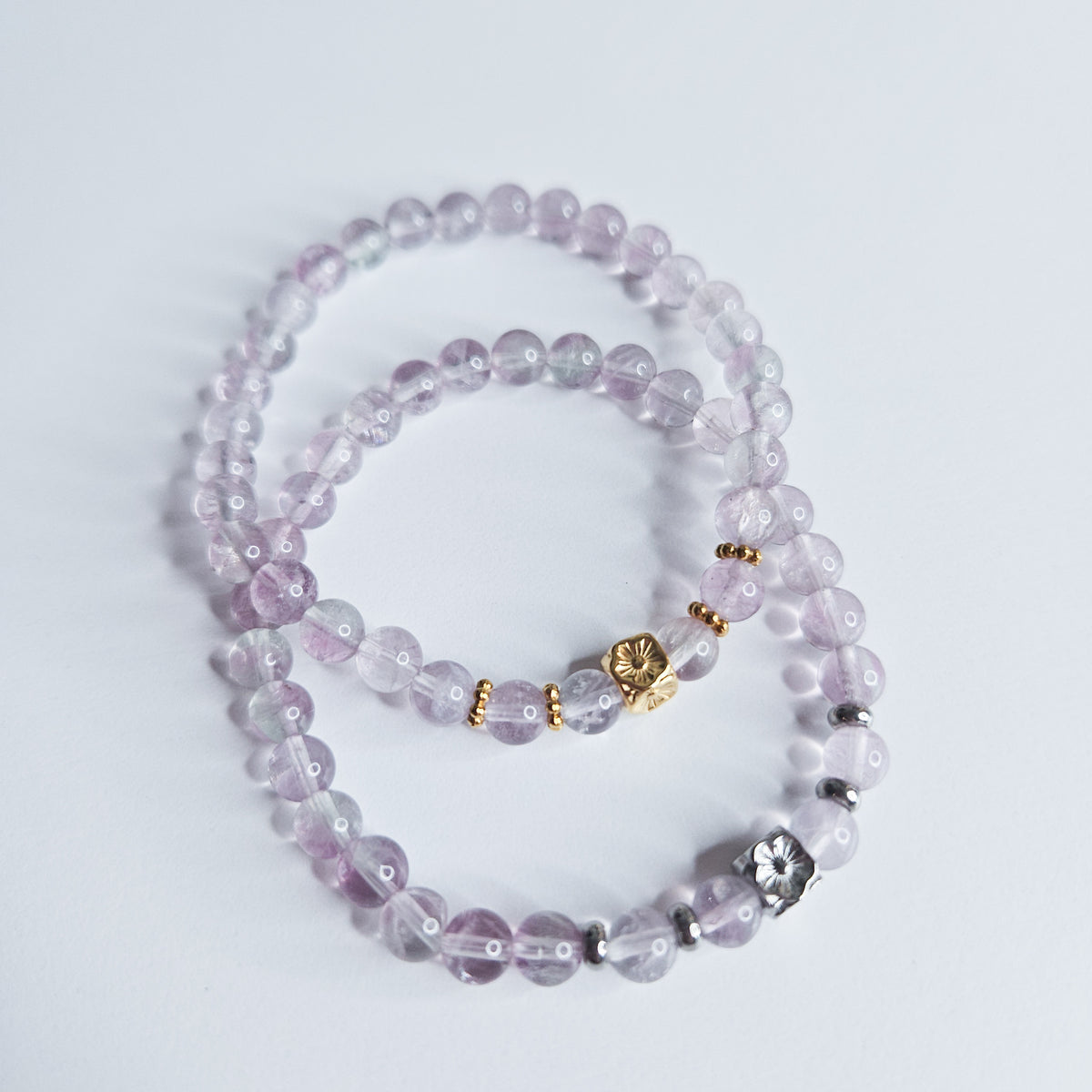 Bracelet argenté Fluorite violette  - clarté mentale, concentration, apaisement