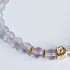 Bracelet doré Fluorite violette  - clarté mentale, concentration, apaisement